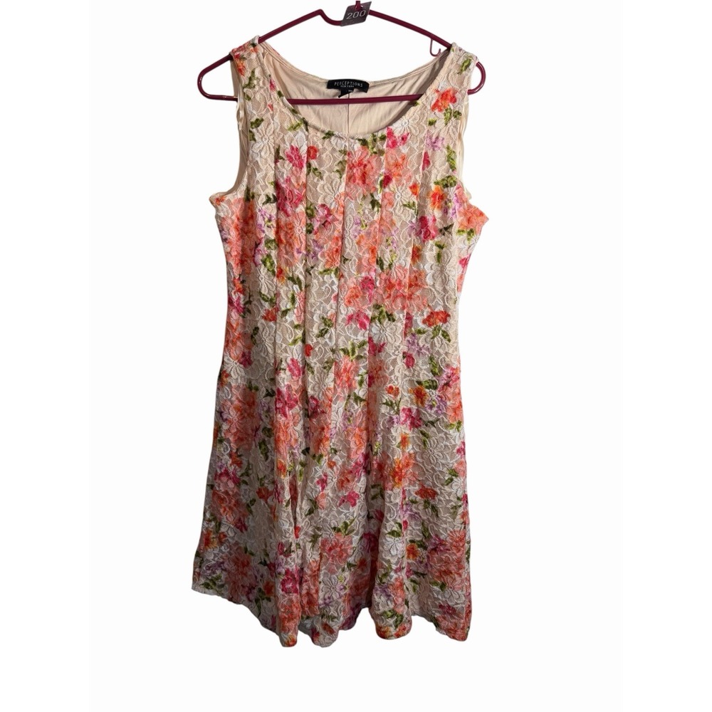 perceptions new york womens sleeveless floral dress size large